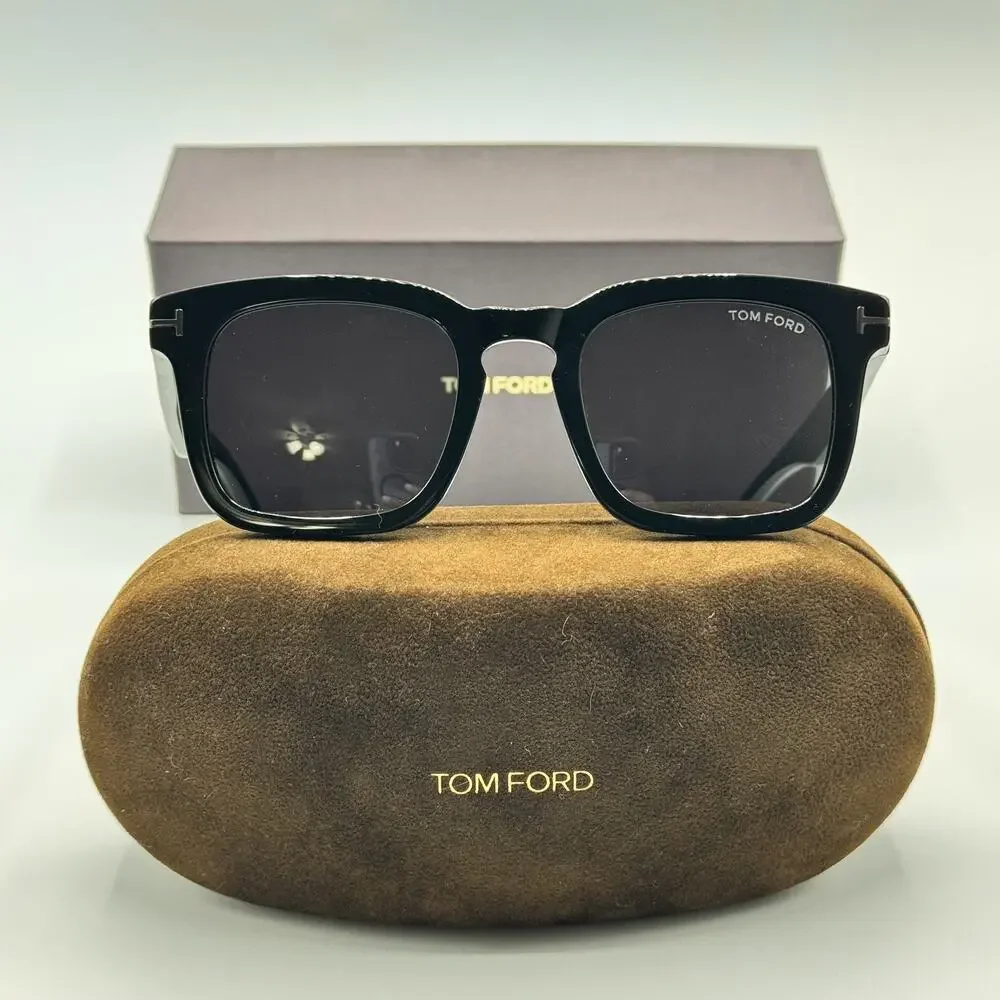 Tom Ford Sunglasses Dax TF751-N 01A Black Square Frame Gray Lens 50-22-145